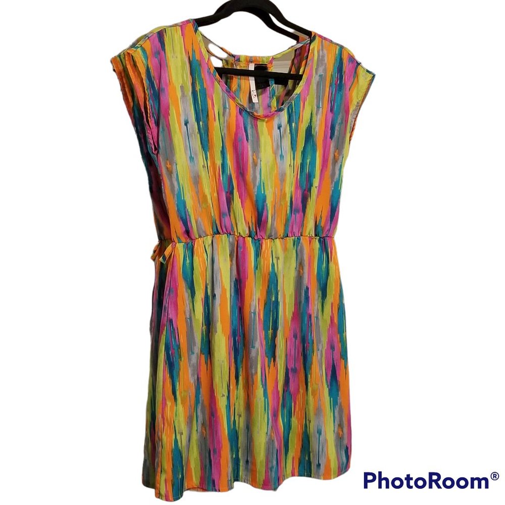 Kiwi Multi Colored Neon Dress, Size Medium
